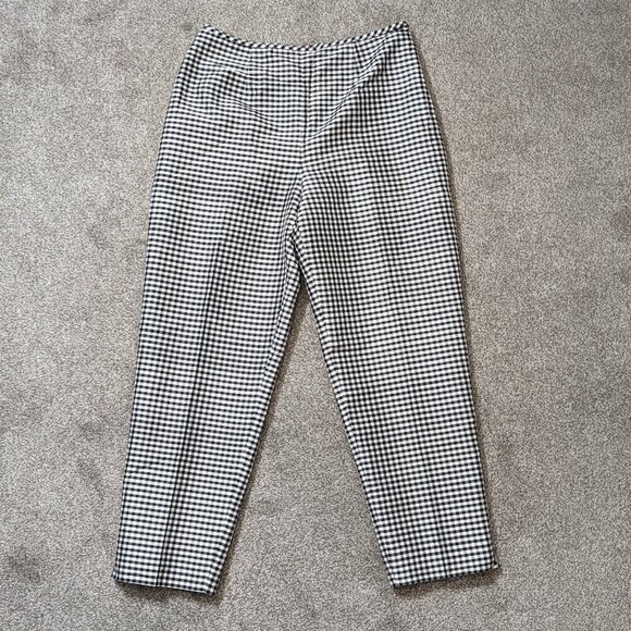 Evan Picone Pants - Women's EVAN-PICONE Black & White Check High-Rise SILK Pants; Size 10